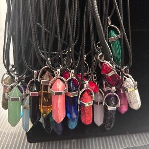 Elegant Multi-Color Stone Pendant Necklace